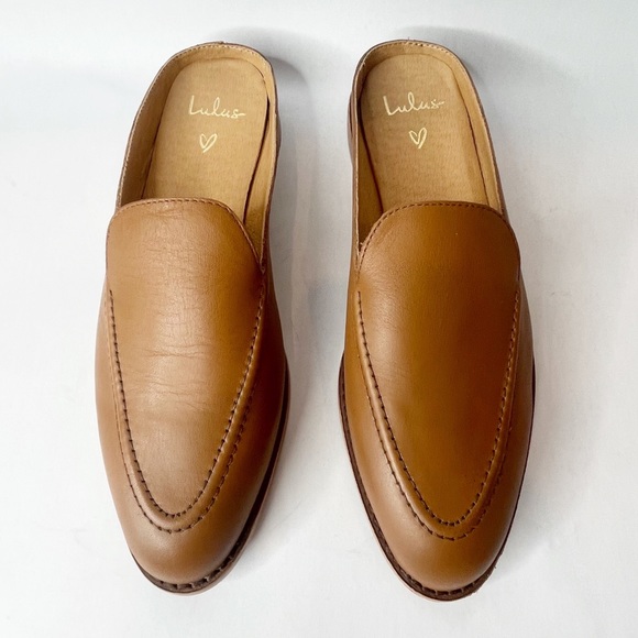 NWOB Lulus Tan Leather Slip-On Mules Size 8.5 - Picture 2 of 10